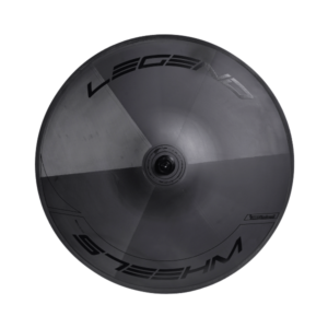 Roue pleine noire Legend Wheels New TT PRO4 pour vélo de triathlon et contre-la-montre, vue de face.